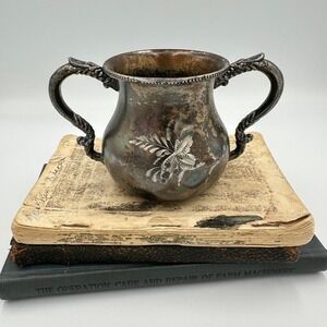 Antique Middletown Plate Co. Silver Plated Sugar Bowl‎ Urn Floral Etching 39